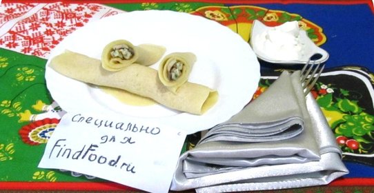 Блины с омлетом и грибами