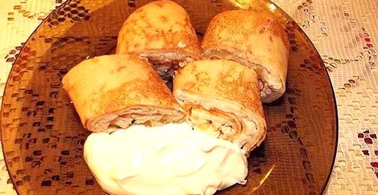 Блинчики, фаршированные курицей и грибами