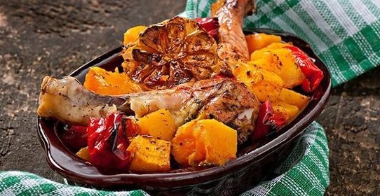 Тыква с курицей