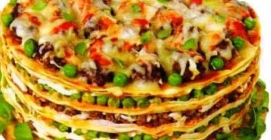 Блинно-овощной тортик