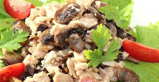Салат курица с грибами