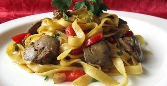 Тальятелле с куриной печенью