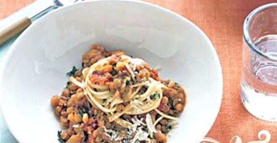 Паста с чечевицей и морковью