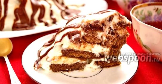 Торт из пряников с бананами и сметаной