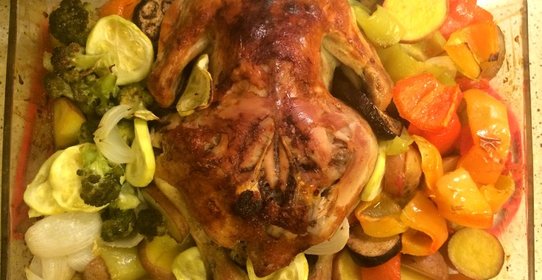 Запеченая курица с картофелем и перцем