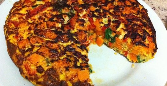 Тортилья со шпинатом и бататом