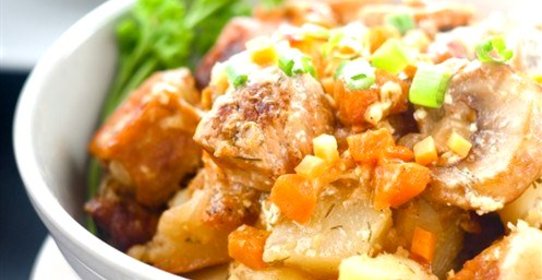 Жареный картофель с мясом по‑корейски