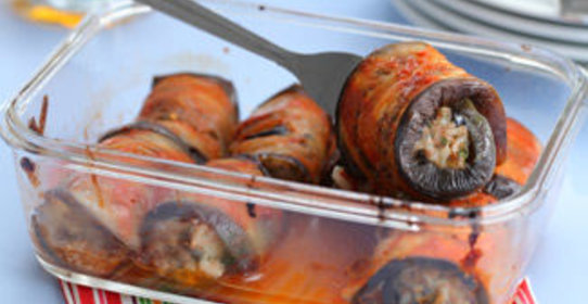 Рулеты из баклажанов с мясом