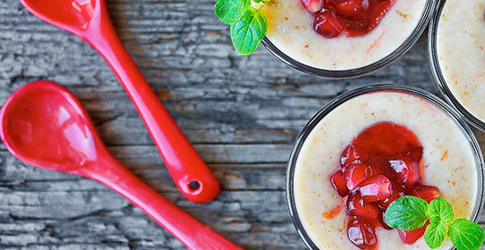 Рисовый пудинг с гранатовым мармеладом