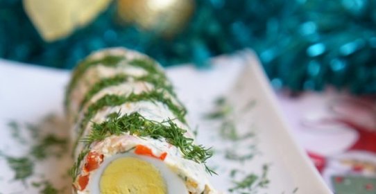 Праздничный рулет-желе с креветками