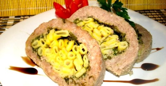 Рулет со спагетти