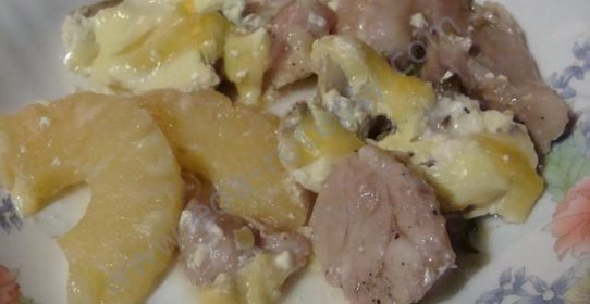 Курица с ананасами и грибами