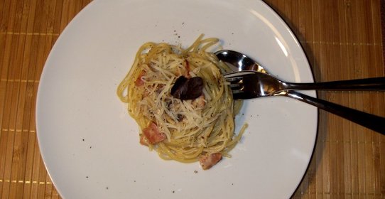 Карбонара с грибами и беконом