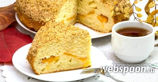 Пирог с консервированными персиками