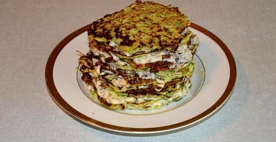 Кабачковый торт с мясной начинкой