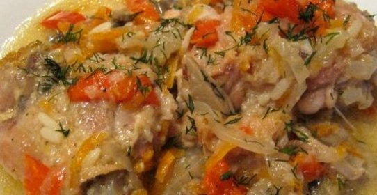 Курица с овощами в казане