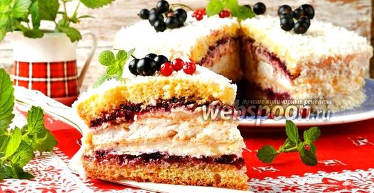 Торт с безе и бисквитом