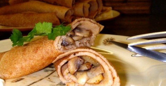 Блины, фаршированные грибами