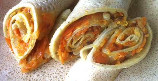 Блины соленые с морковной начинкой