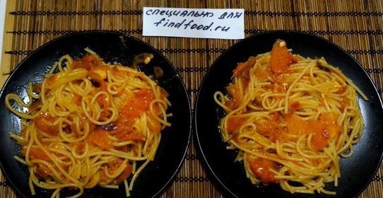 Спагетти в помидорах
