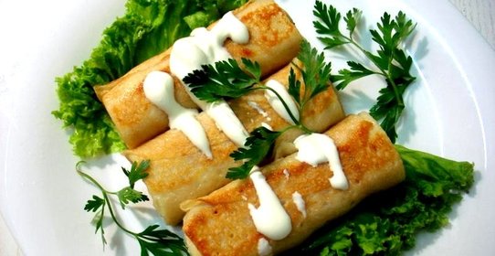 Блинчики с мясом и грибами