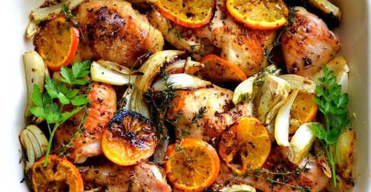 Курица, запеченная с апельсинами (или мандаринами)
