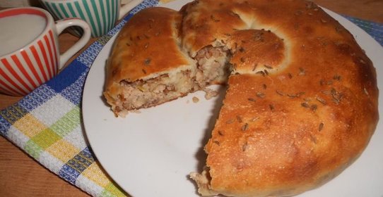 Гречнево-мясной пирог