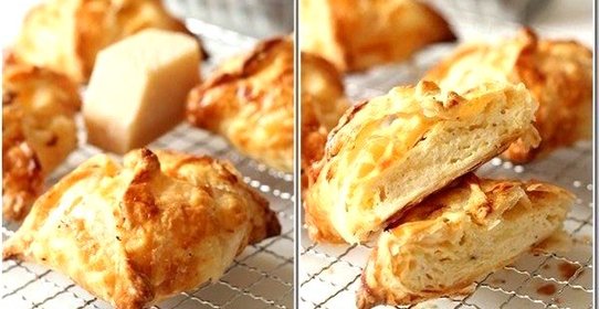 Слойки с сыром и творогом