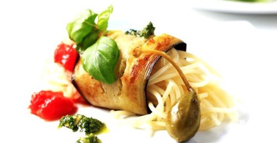 Спагетти с баклажанами