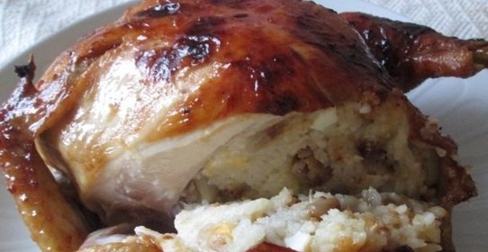 Курица, запеченная с рисом