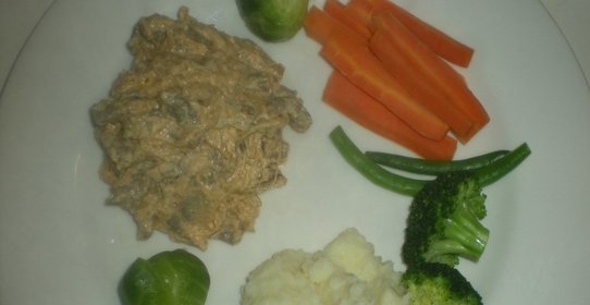 Бефстроганов с овощами