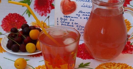 Компот из малины,черешни и абрикоса