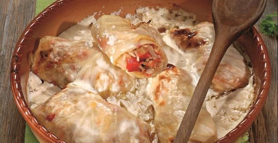 Голубцы с грибами и луком-пореем