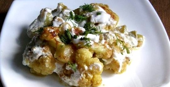 Цветная капуста жареная в сметане