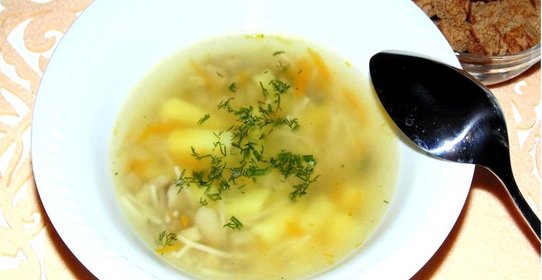 Грибной суп с вермишелью