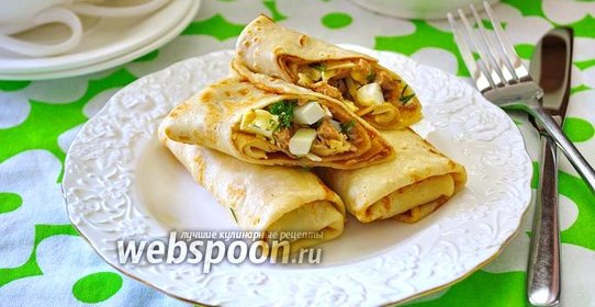 Блины с начинкой из печени трески и сыра