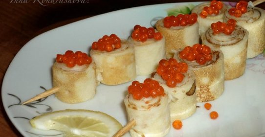 Блинные рулеты с икрой
