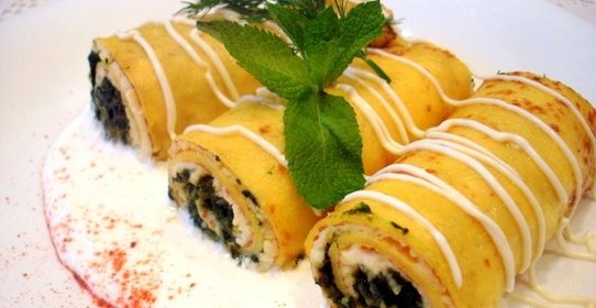 Тыквенные блинчики со шпинатом