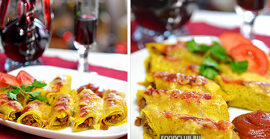 Блинчики с мясом праздничные