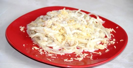 Паста с кальмарами в сливочном соусе
