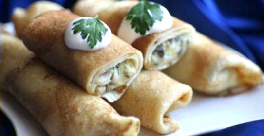 Блинчики с грибами и картошкой