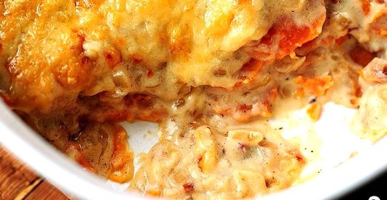 Запеченный сладкий картофель с беконом и сыром