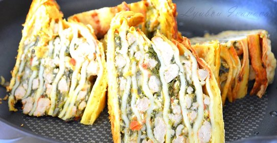 Острая лазанья из блинчиков