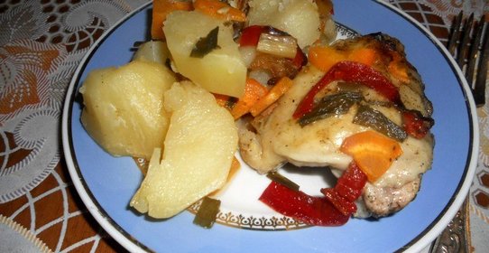 Курица с овощами в рукаве для запекания