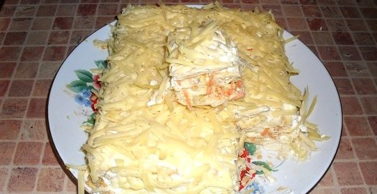 Рыбный пирог из коржей Наполеон