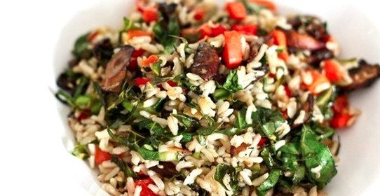 Ароматный рис с овощами и грибами