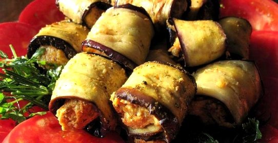 Рулеты из баклажанов с орехами