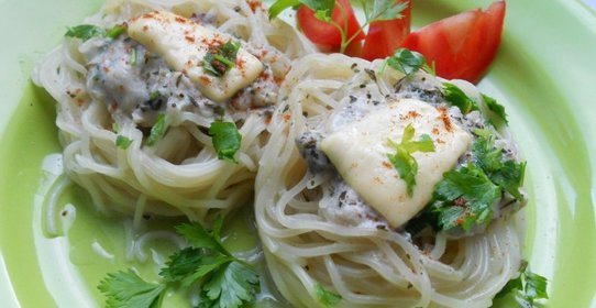 Макаронные гнезда с мясной начинкой