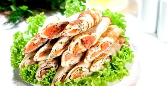 Блины с сыром рикотта и сёмгой