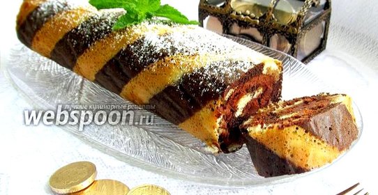 Полосатый бисквитный рулет